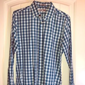 Express fitted long sleeve button down shirt.